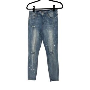 Hippie Laundry Pearl Embellished Mid Rise Skinny Jeans